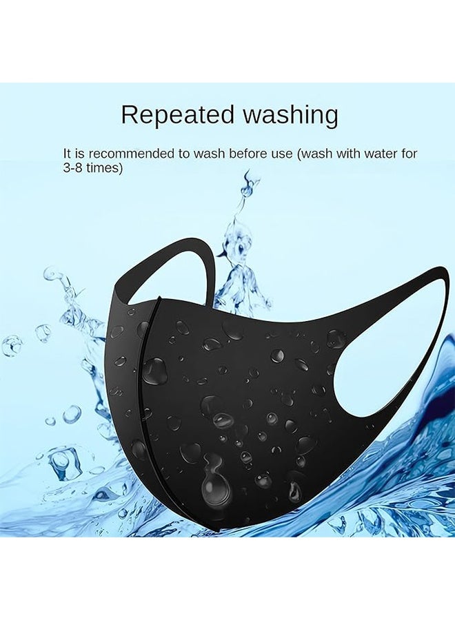 KANGLI Reusable Washable 3D Ice Silk Face Mask for Adults 3 Pieces Black - Image 4