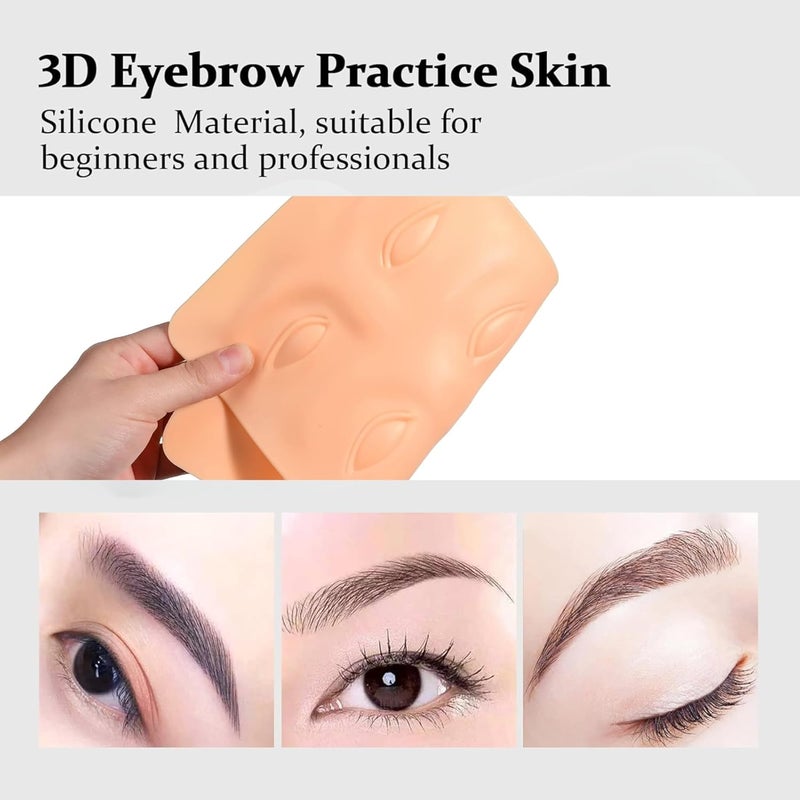 GLOBELLE 3D Tattoo Practice Skin for Eyeliner Eyebrow Realistic Silicone Training Pad for PMU Artists Beginners Professionals Ideal for Permanent Makeup Microblading Cosmetic Tattooing Pack of 2 - Image 3