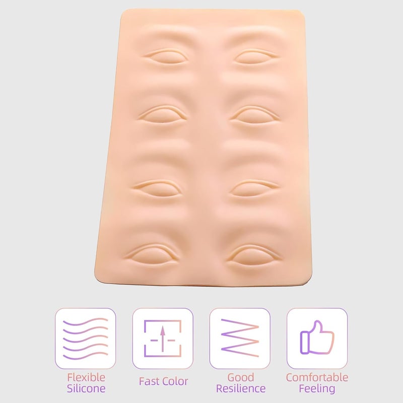 GLOBELLE 3D Tattoo Practice Skin for Eyeliner Eyebrow Realistic Silicone Training Pad for PMU Artists Beginners Professionals Ideal for Permanent Makeup Microblading Cosmetic Tattooing Pack of 2 - Image 4