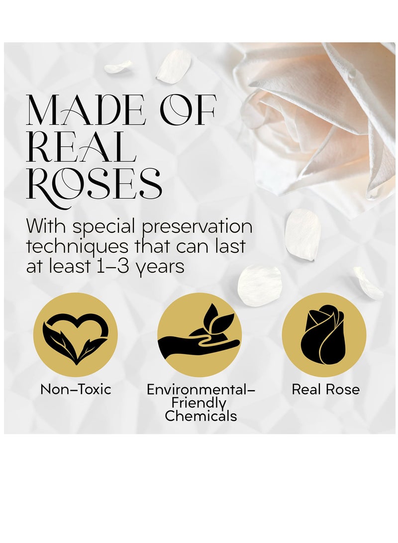 SOLARAE Forever Flowers Round Box, 7 Piece Preserved Roses, Immortal Roses That Last A Year, Eternal Rose Preserved Flowers For Delivery Prime Mothers Day And Valentines Day, White - Image 4