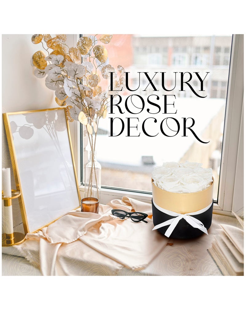 SOLARAE Forever Flowers Round Box, 7 Piece Preserved Roses, Immortal Roses That Last A Year, Eternal Rose Preserved Flowers For Delivery Prime Mothers Day And Valentines Day, White - Image 5