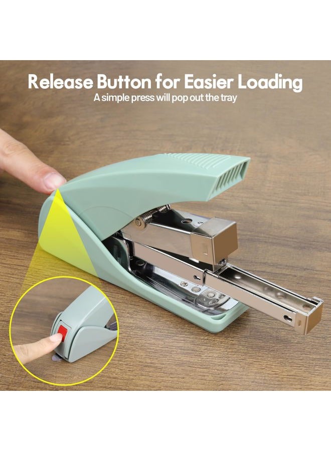 AFMAT Effortless Stapler for Desk, 50 Sheet Capacity, Low Force, Built-in Staple Remover, One Finger Touch Stapling Desktop Stapler, Portable & Space Save Size, Good for Home & Office, Green - Image 4