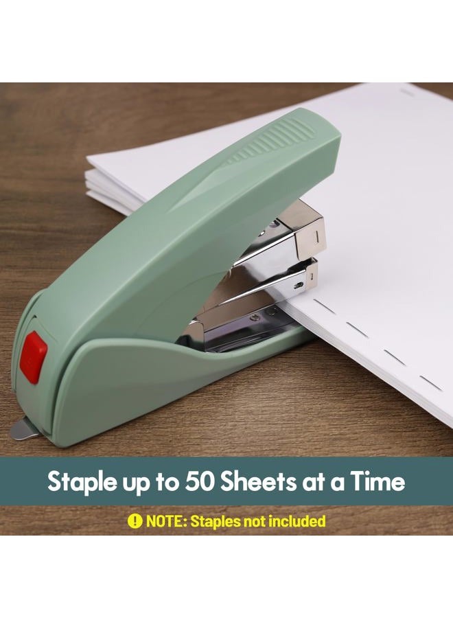 AFMAT Effortless Stapler for Desk, 50 Sheet Capacity, Low Force, Built-in Staple Remover, One Finger Touch Stapling Desktop Stapler, Portable & Space Save Size, Good for Home & Office, Green - Image 3
