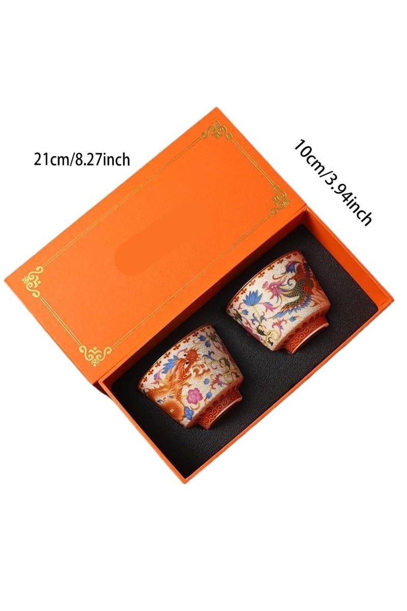 Flushrenic Tea Set,coffee cup set Sino Jingdezhen Chinese Ancient Enamel Color Tea Cup Tea Cup Master Cup and Phoenix Pair Cup Kung Fu Sample Tea Cup Set Cultural heritage - Image 2