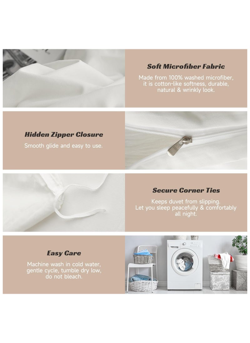 INFOSUN - Duvet Cover Set King Size 4 Pcs, Include 1 Quilt Cover 220 x 240cm & 2 Pillow Cases 50 x 75cm & 1 Bedsheet 230 x 250cm, Super Soft Quality Cotton Bedding Set, NO Comforter - Milkshake White - Image 1