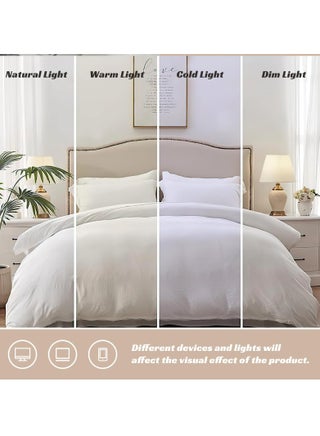 Duvet Cover Set King Size 4 Pcs, Include 1 Quilt Cover 220 x 240cm & 2 Pillow Cases 50 x 75cm & 1 Bedsheet 230 x 250cm, Super Soft Quality Cotton Bedding Set, NO Comforter - Milkshake White - view 5