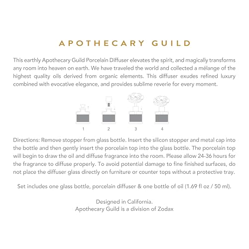 Zodax Apothecary Guild Blush Porcelain Oil Diffuser - Home Fragrance Diffuser Ideal for Living Room, Bathroom, Office - Makes a Great Gift - Porcelain Flower Design - Fig Vetiver - 1.69 Oz. - Image 3