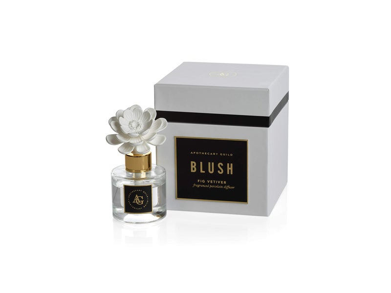 Zodax Apothecary Guild Blush Porcelain Oil Diffuser - Home Fragrance Diffuser Ideal for Living Room, Bathroom, Office - Makes a Great Gift - Porcelain Flower Design - Fig Vetiver - 1.69 Oz. - Image 4