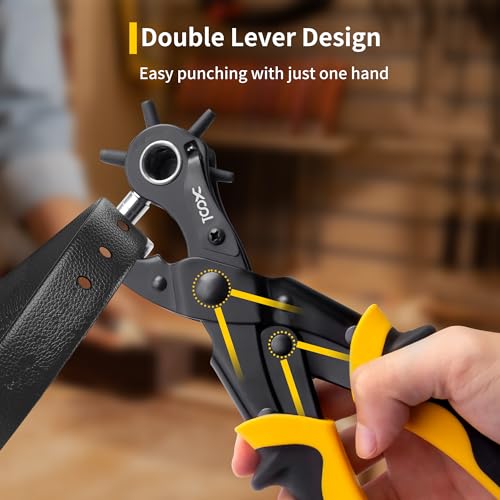 XOOL 2 in 1 Leather Hole Punch Eyelet Tool Kit, 3/16" 4.5mm Metal Eyelets for Fabric, Hole Puncher, Eyelet Pliers for Shoes Leather Clothes Belt - Image 4