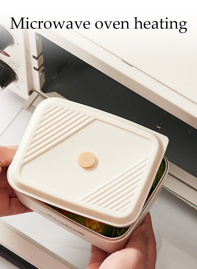 DUNISO طقم صندوق غداء معزول من الفولاذ المقاوم للصدأ 2 قطعة، صندوق بنتو محكم الإغلاق مع حقيبة غداء، صناديق بنتو بطبقتين، حاوية طعام محمولة، صندوق غداء قابل لإعادة الاستخدام للمدرسة والمكتب والتخييم في الهواء الطلق، آمن للاستخدام في الميكروويف - Image 2