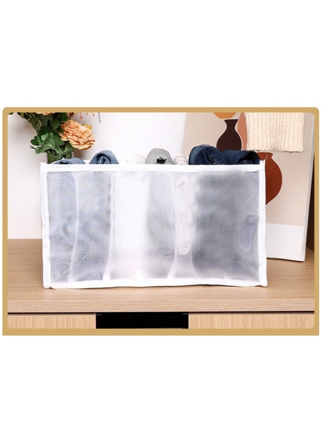 Wardrobe Clothes Organizer Mesh Jeans Compartment Storage Box Washable Save Space Closet Drawer Organizer Foldable Drawer Dividers for Leggings Jeans T Shirts, Skirts  - Image 3