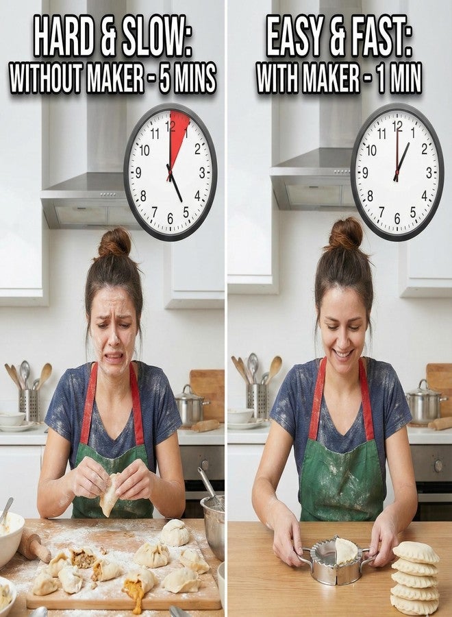 Gadgetime USA مكبس صنع الزلابية المصنوع من الفولاذ المقاوم للصدأ عالي الجودة من Gadgetime USA - قطاعة عجين وقالب مقاس 3.75 بوصة لصنع زلابية منزلية مثالية، وإمباناداس، ورافيولي، وبيروجي، وفطائر صغيرة. - Image 4