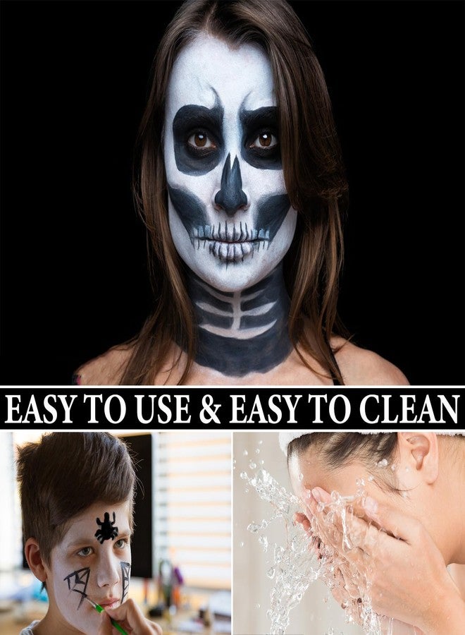 LZYLLS Halloween Face Paint Makeup Kit,Black White Face Body Paint,Special Effects Parties White Joker Cosplay Zombie Clown Costume Halloween SFX Makeup Face Painting Kit with Sponge - Image 5