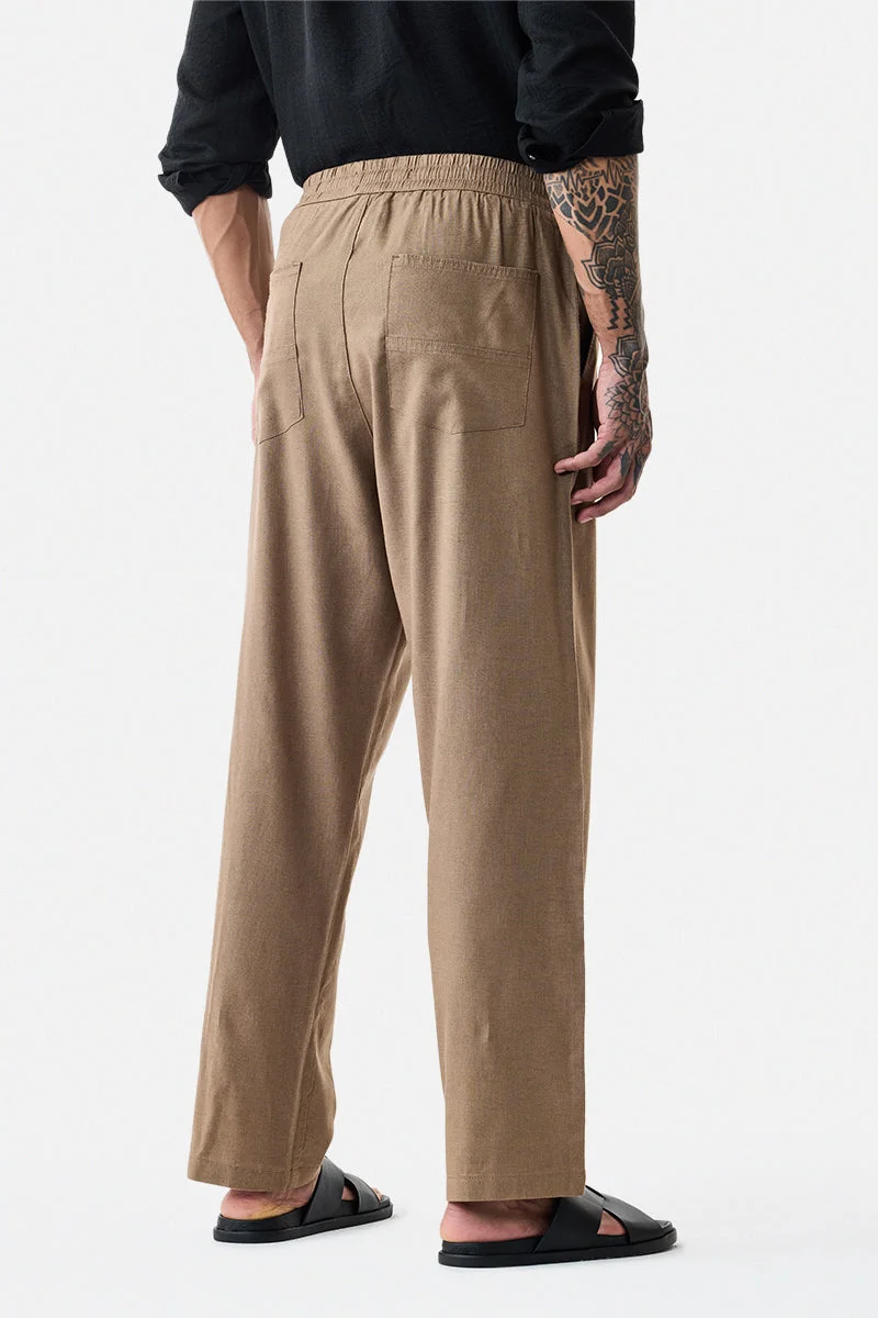 Snitch Khaki Relaxed Fit Drawstring Pants for Men | Best Price UAE