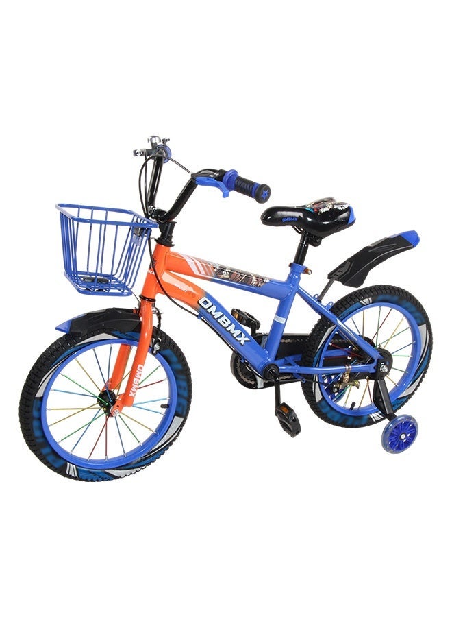JSAITOYS Blue & Orange Children's Bicycle with Training Wheels & Front Basket - 16 Inch (A9019-B16) - Image 1