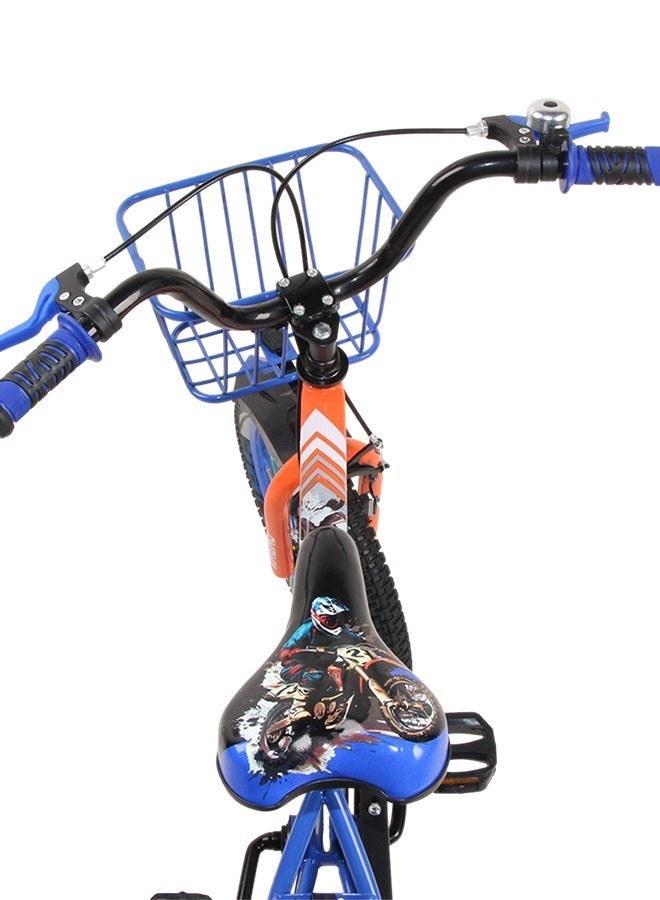 JSAITOYS Blue & Orange Children's Bicycle with Training Wheels & Front Basket - 16 Inch (A9019-B16) - Image 2