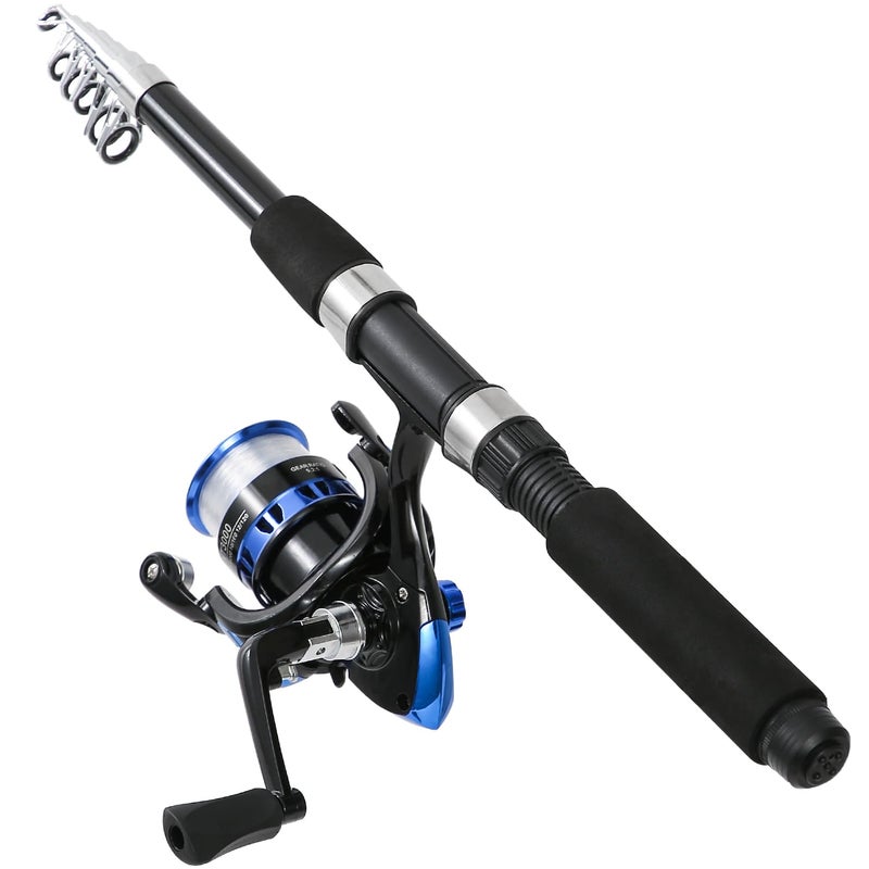 Tripquips Fishing Rod, 2PCS Telescopic Fishing Rod and Reel Combo with Fishing Pliers and Lip Gripper, Pre-Loaded Spinning Reel Combo Set, Fishing Pole with Carrier Bag Fishing Gear(Blue & Green) - Image 4