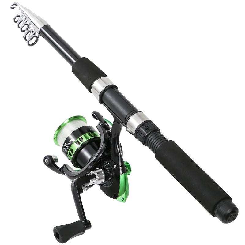 Tripquips Fishing Rod, 2PCS Telescopic Fishing Rod and Reel Combo with Fishing Pliers and Lip Gripper, Pre-Loaded Spinning Reel Combo Set, Fishing Pole with Carrier Bag Fishing Gear(Blue & Green) - Image 3