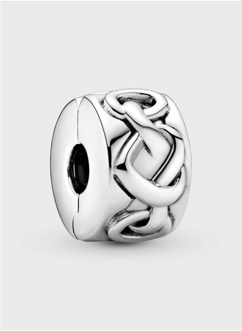 باندورا حلية مشبك مزينة بقلوب متشابكة - Image 1