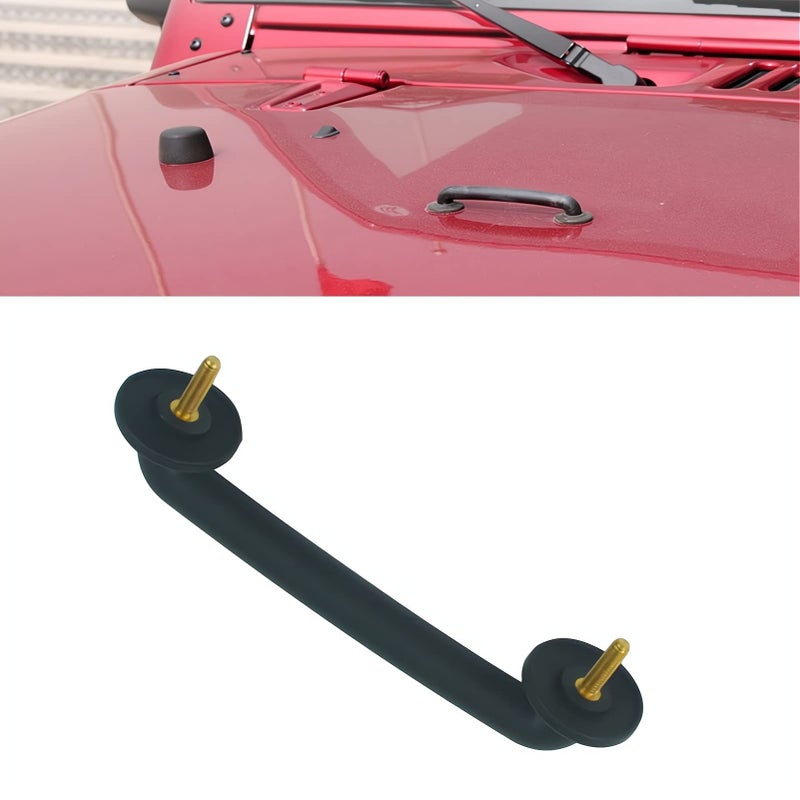 NFSpeeding Front Hood Windshield Hold Down Bracket Fits 1997-2018 Wrangler TJ JK, Strap Black Hood Iron Footman Loop Handle, Replaces 55176422 - Image 2