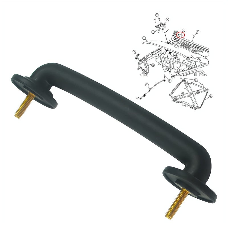 NFSpeeding Front Hood Windshield Hold Down Bracket Fits 1997-2018 Wrangler TJ JK, Strap Black Hood Iron Footman Loop Handle, Replaces 55176422 - Image 3