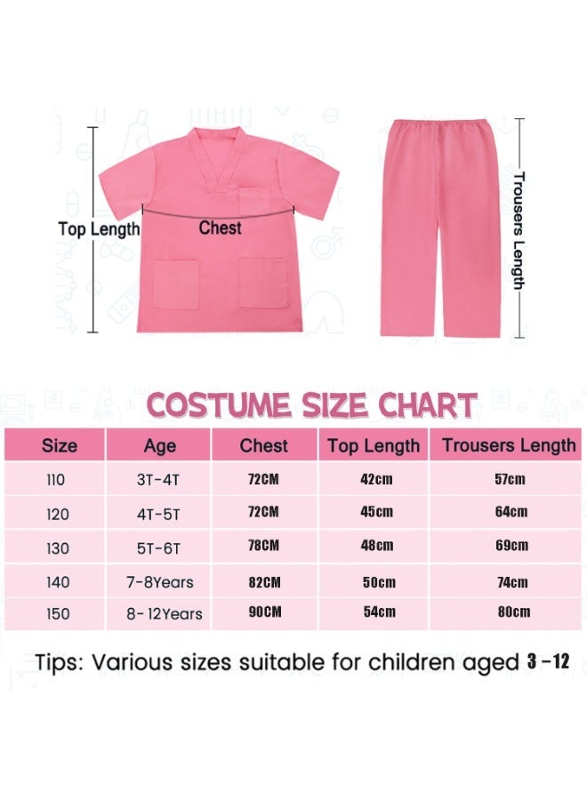 YOUWE7 Doctor Costume for Kids Scrubs for Girls Boys,8PCS Pretend Play & Dress Up Clothes for Kids, Costumes for Girls Doctor Kit for with Accessories, for 3-12 Toddler Little - Image 3