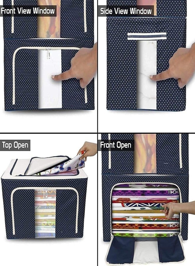 HEMSHAIL Nylon Foldable Steel Frame Fabric Clothes Organizer Wardrobe Storage Box cover with zip Oxford, for Jeans, Saree, Shirts, Blankets, Lehenga, Dress, 50 x 40 32 cm (3Pic) - Image 5