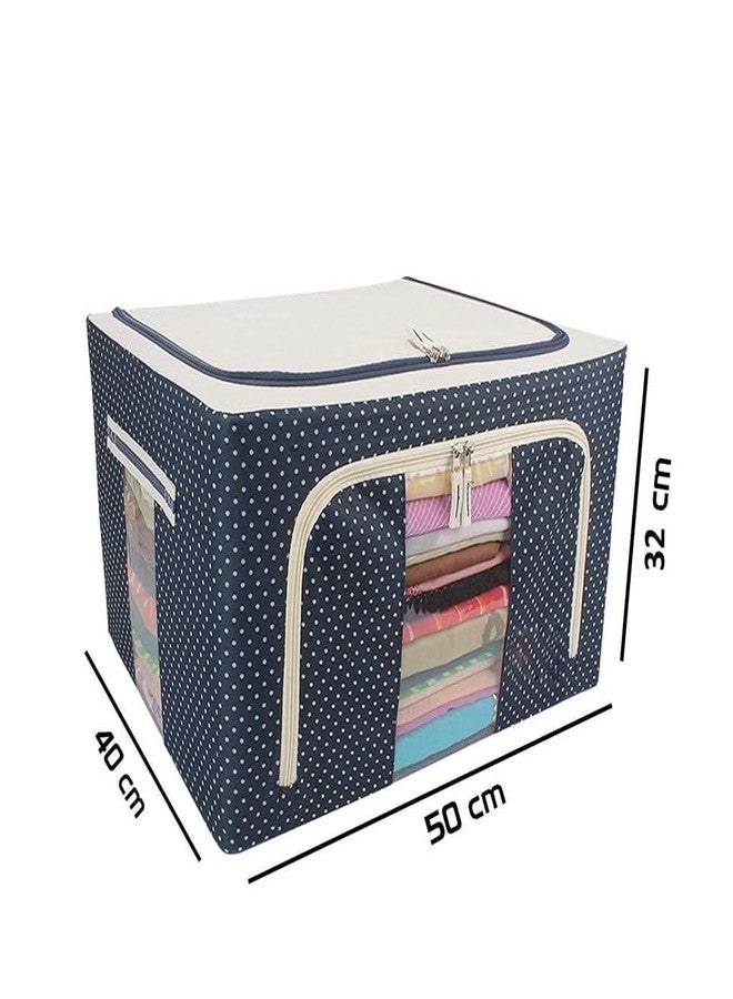 HEMSHAIL Nylon Foldable Steel Frame Fabric Clothes Organizer Wardrobe Storage Box cover with zip Oxford, for Jeans, Saree, Shirts, Blankets, Lehenga, Dress, 50 x 40 32 cm (3Pic) - Image 3
