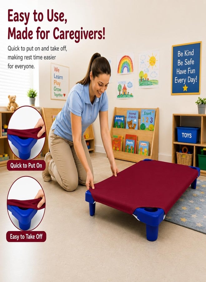 SHEETS STARGAZER Cot Sheets for Toddler and Preschool - Daycare/Pre-School Cot Sheet - Corner Elastic Loops - Cot Bed Fitted Sheet - Poly Cotton Surface Pack of 6 (22" X 52) - Daycare Sheets 22 X 52 Inch Burgundy - Image 5