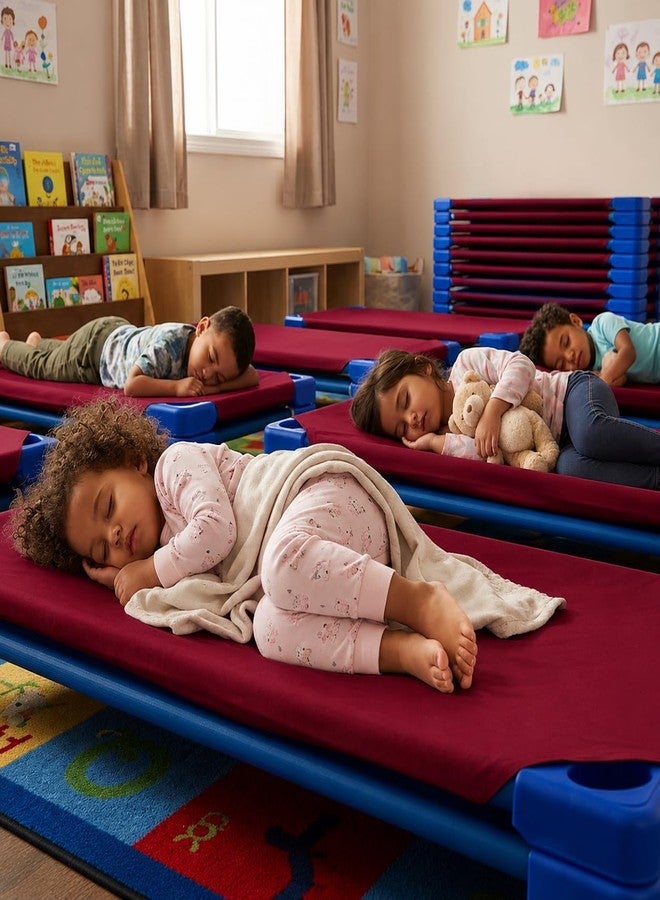 SHEETS STARGAZER Cot Sheets for Toddler and Preschool - Daycare/Pre-School Cot Sheet - Corner Elastic Loops - Cot Bed Fitted Sheet - Poly Cotton Surface Pack of 6 (22" X 52) - Daycare Sheets 22 X 52 Inch Burgundy - Image 2