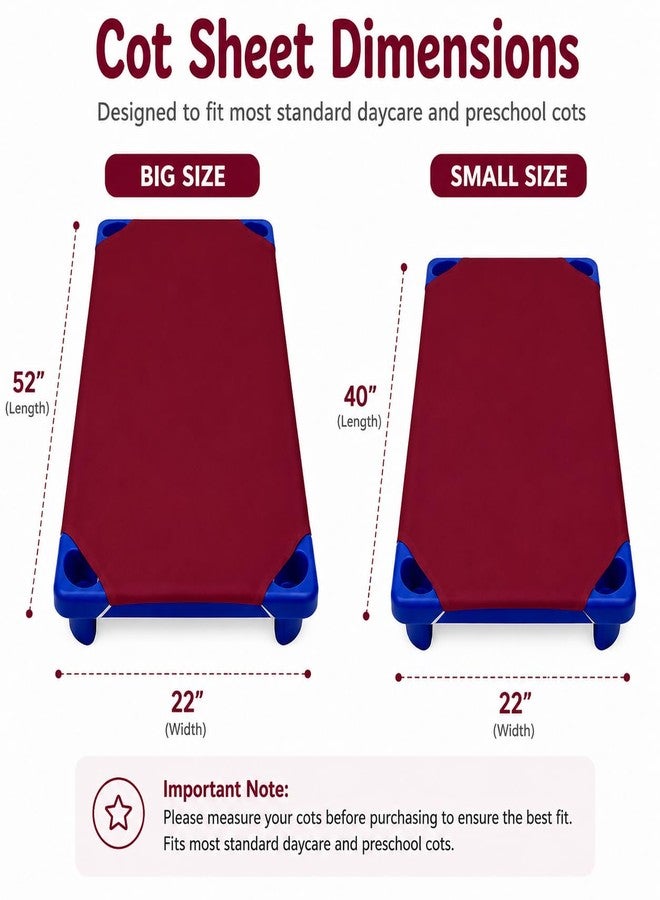 SHEETS STARGAZER Cot Sheets for Toddler and Preschool - Daycare/Pre-School Cot Sheet - Corner Elastic Loops - Cot Bed Fitted Sheet - Poly Cotton Surface Pack of 6 (22" X 52) - Daycare Sheets 22 X 52 Inch Burgundy - Image 3