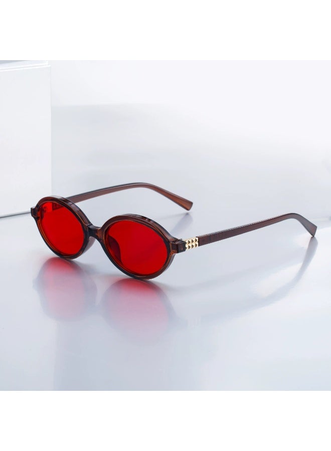 Retro Round Red Lens Sunglasses for Men, UV400 Protection, Fashion Vintage Shades for Daily Wear & Party - Image 1