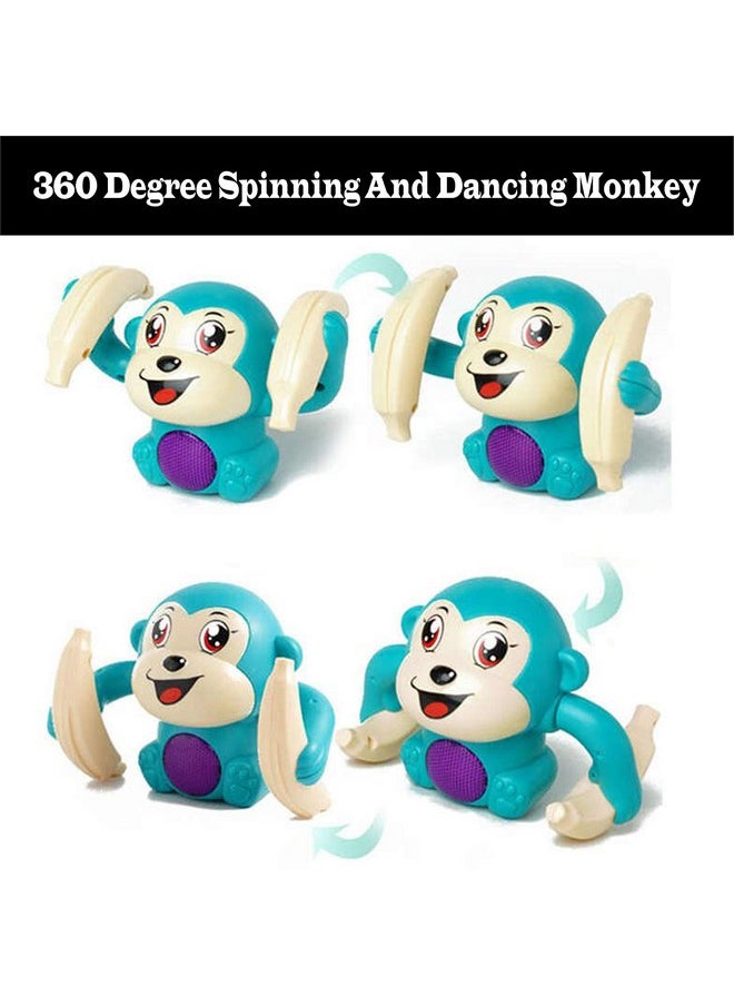 Wishkey - WISHKEY Plastic 360 Degree Rotation Dancing & Spinning Rolling Monkey with Banana and Light & Sound Toy for Kids (Pack of 1, Multicolor) - Image 1