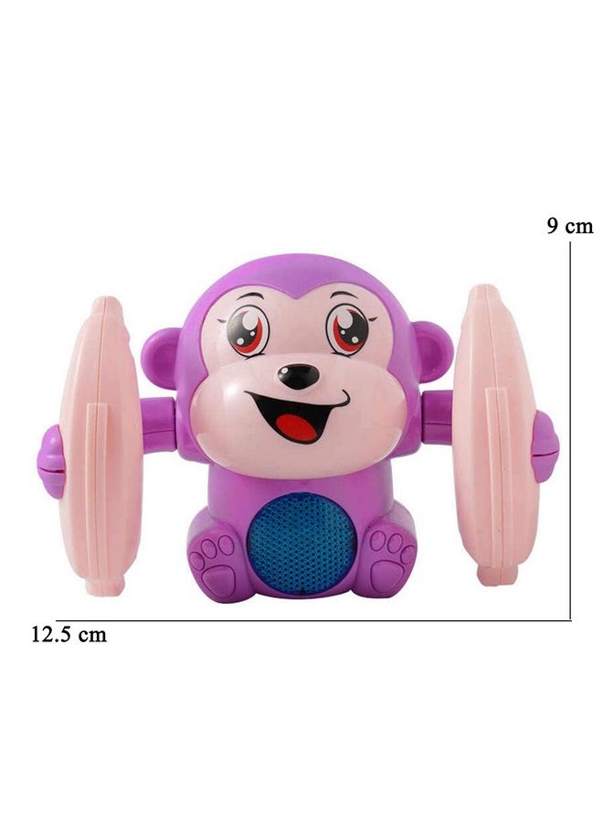 Wishkey - WISHKEY Plastic 360 Degree Rotation Dancing & Spinning Rolling Monkey with Banana and Light & Sound Toy for Kids (Pack of 1, Multicolor) - Image 1