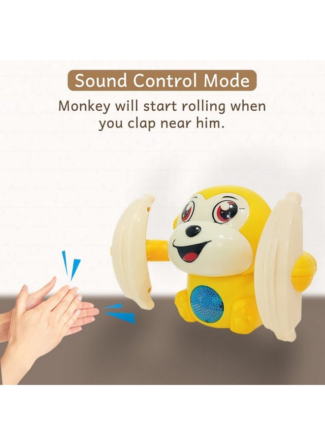 Wishkey - WISHKEY Plastic 360 Degree Rotation Dancing & Spinning Rolling Monkey with Banana and Light & Sound Toy for Kids (Pack of 1, Multicolor) - Image 1