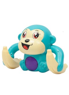 WISHKEY Plastic 360 Degree Rotation Dancing & Spinning Rolling Monkey with Banana and Light & Sound Toy for Kids (Pack of 1, Multicolor)