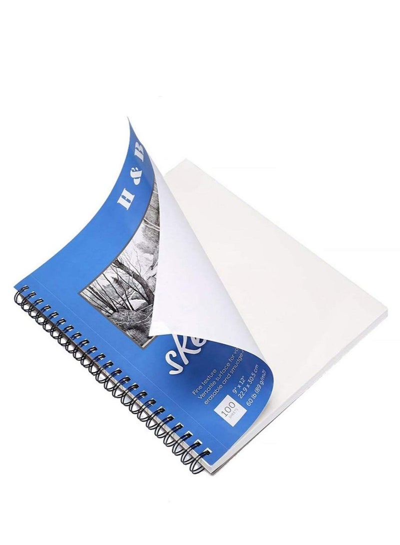 A4 Sketchbook, Paper Pad, Notebook, Acid Free White Paper 200 Pages 100 Leaves - Image 1