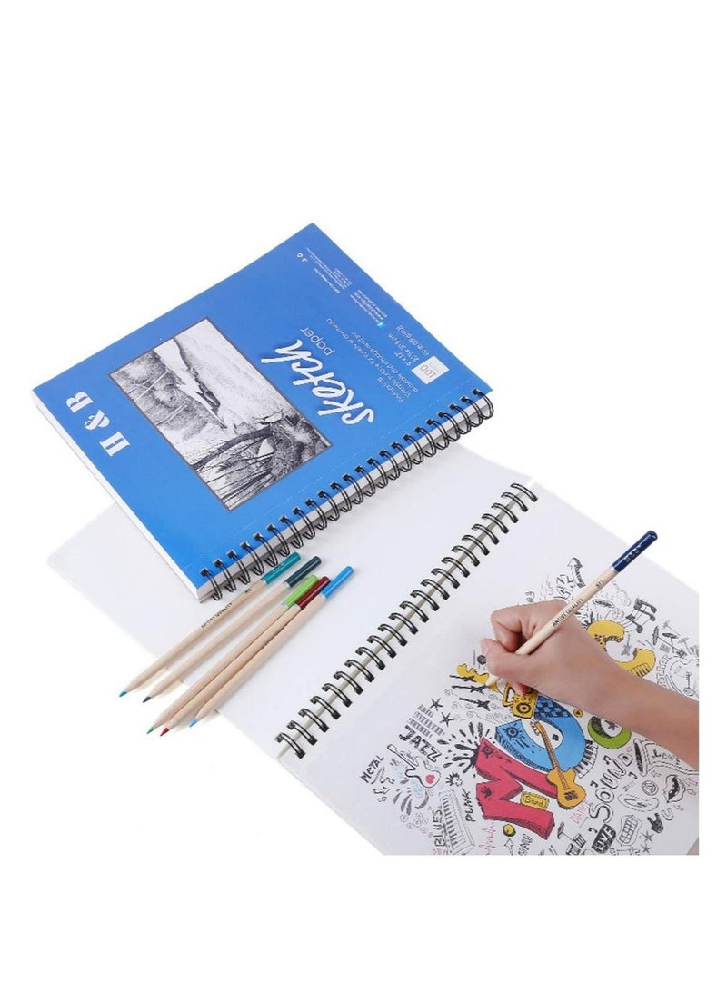 A4 Sketchbook, Paper Pad, Notebook, Acid Free White Paper 200 Pages 100 Leaves - Image 2