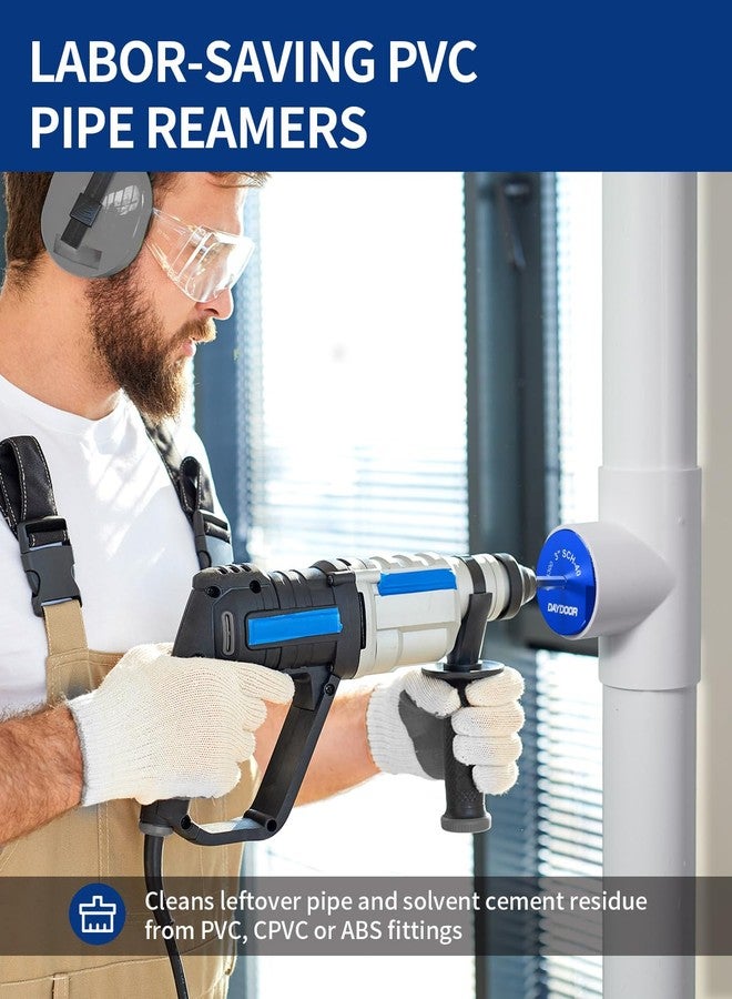 DAYDOOR 8-Piece PVC Pipe Reamer Kit with 1/2", 3/4", 1", 1-1/4", 1-1/2", 2", 3", 4" Heads, 4-Sided Carbide Aluminum Reamer Tool, Plumbing Tools for Schedule 40 PVC, CPVC or ABS - Image 2