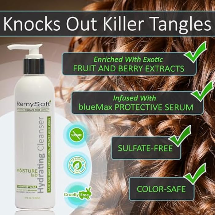 RemySoft Moisturelab Deluxe System - Safe for Hair Extensions, Weaves and Wigs - Salon Formula Shampoo, Conditioner & Serum - Gentle Sulfate-free Lather - Image 2