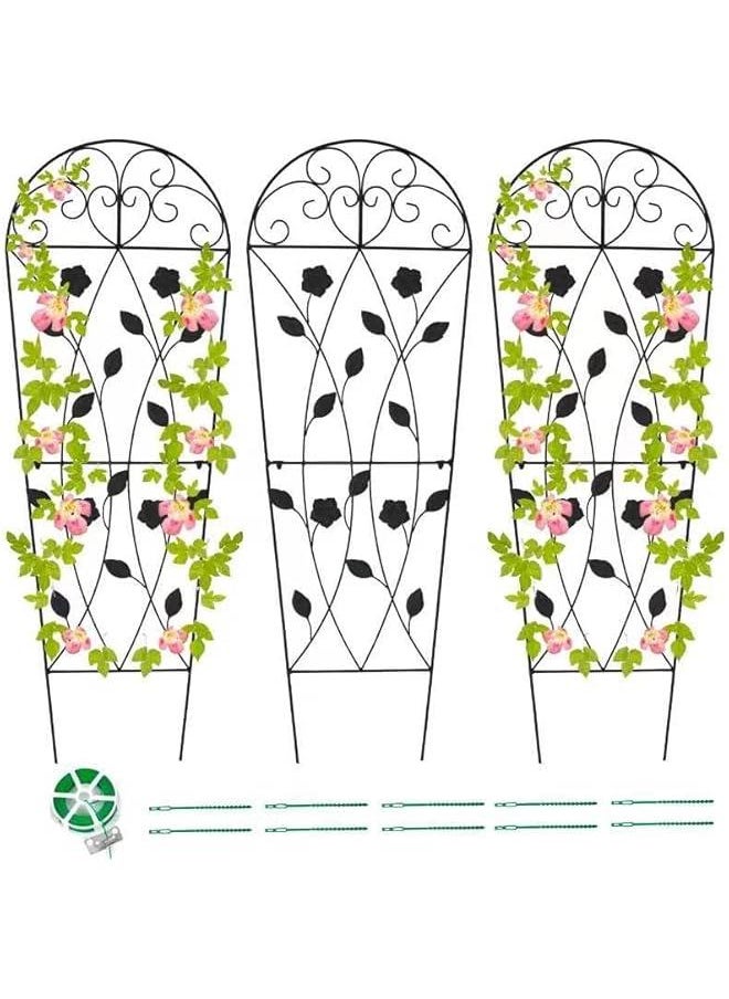 Metal Garden Trellis for Climbing Plants, Decorative Vegetables Flowers Vine Trellis for Patio, Lawn, Yard, Backyard, Wall Brackets, Set of 3 (Retro Black) - pzsku/Z44B6D7E22F43DBDBE2EEZ/45/_/1725181774/2cd4f5ff-6698-4489-9c2c-d13440a138d4