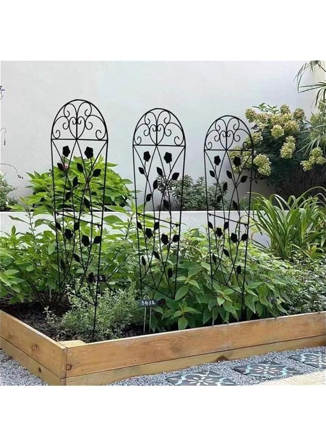ماركة غير محددة - تعريشة معدنية للحديقة للنباتات المتسلقة، وخضروات وزهور زينة، تعريشة كروم للفناء، والحديقة، والفناء الخلفي، وحوامل الحائط، مجموعة من 3 قطع (أسود عتيق) - Image 1