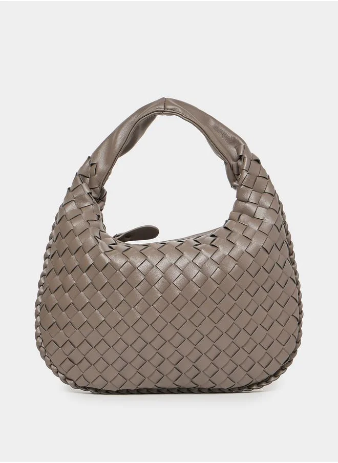 Styli Weave Design Handbag with Zip Closure