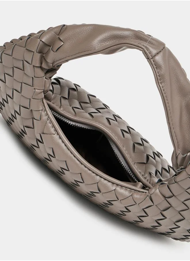 Styli Weave Design Handbag with Zip Closure
