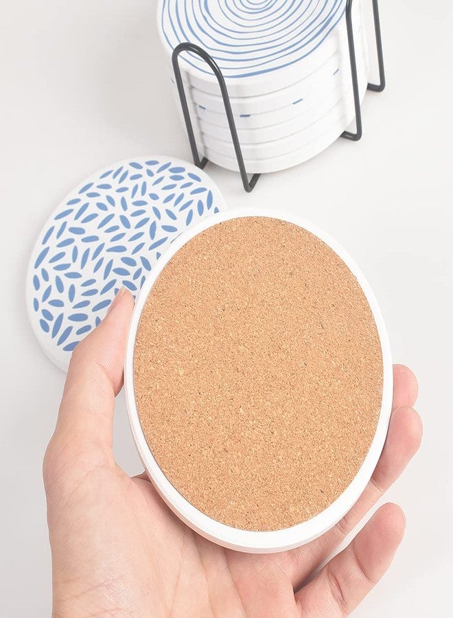 Newk Ceramic Absorbent Coasters - Set of 8 with Metal Holder, Perfect for Coffee Table, Great Housewarming Gifts - Image 5