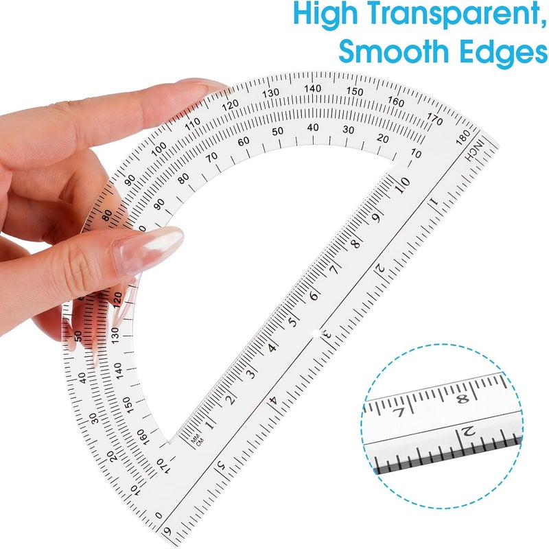 10pcs Clear Plastic Protractors 180 Degrees Math Geometry Tools for School - Image 4