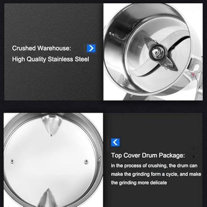 سيلك رووت مطحنة القهوة الكهربائية 800 جرام 1800 واط مطحنة فائقة الألياف للعشبة التوابل المnutCereal 30S طحن سريع مع حماية من التحميل الزائد مؤقت 5 دقائق ماكينة قهوة طعام مجفف للقمح 28000 دورة في الدقيقة - Image 4