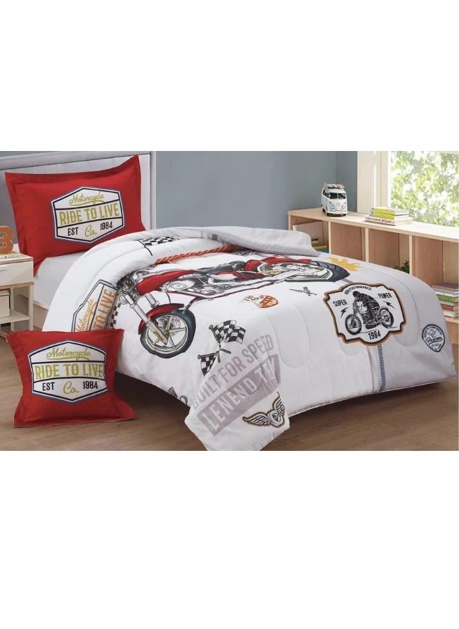 SMART HOME - Children's Bedding And Quilt Set With Medium Filling, Consisting Of 4 Pieces, Reversible Elastic Sheet, Size 170x230 Cm, For Boys And Girls - Image 1