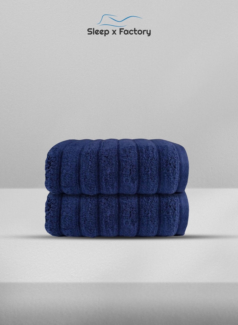 سليب × فاكتوري منشفتان استحمام مموّجة – قطن نقي ١٠٠٪، ناعمة وعالية الامتصاص – ٥٠×١٠٠ سم - Image 1