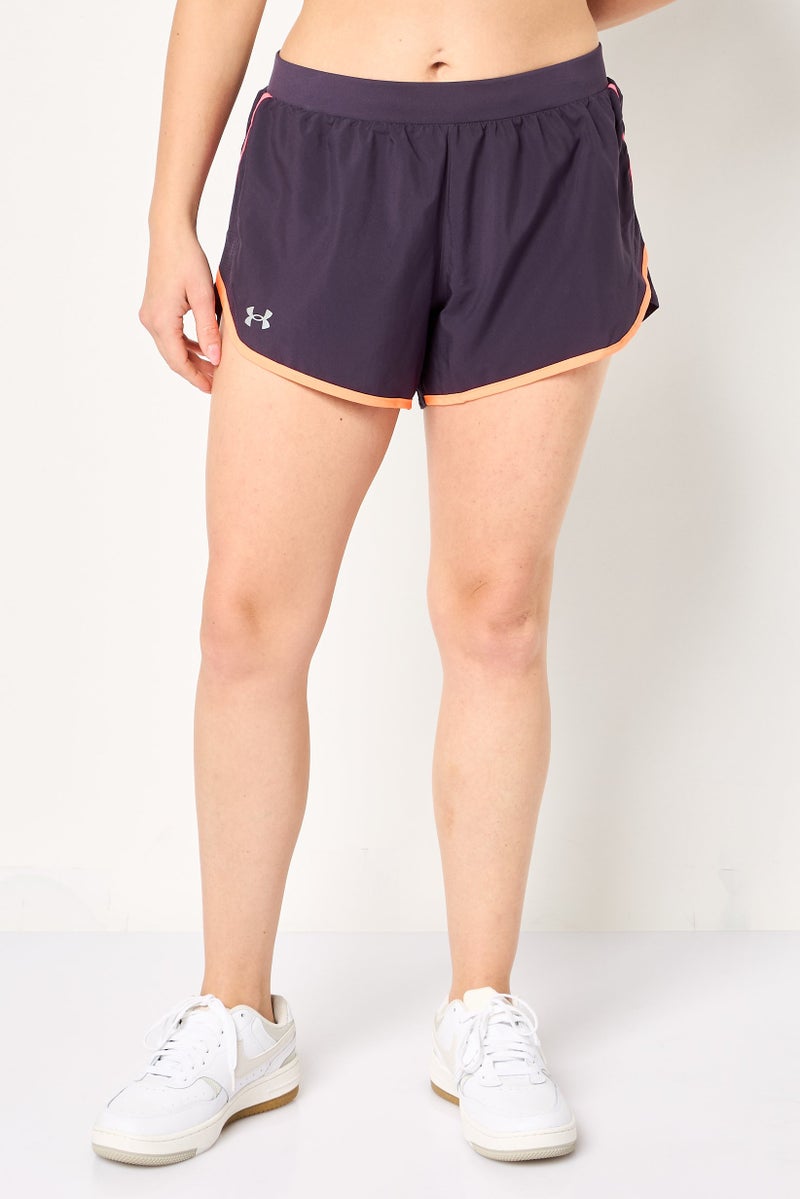 UNDER ARMOUR شورتات رياضية نسائية مناسبة للجري، بنفسجي - Image 1